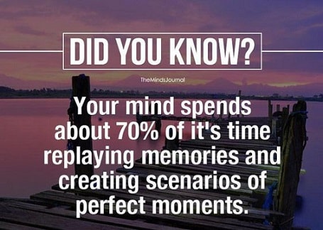 your mind spends 70 percent of time replaying memories